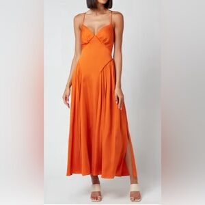 Self-Portrait Women's Burnt Orange Tie Bodice Midi Dress - Burnt Orange